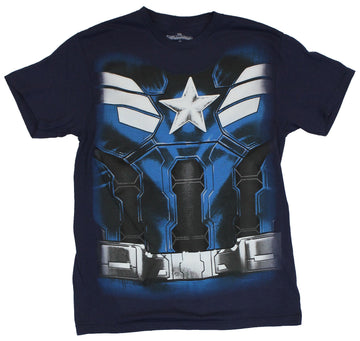 Captain America  Mens T-Shirt - First Avenger Movie Detailed Costume Front Image