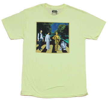 Star Wars Mens T-Shirt - Droids Leia Han Abbey Road Cross