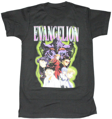Evangelion Mens T-Shirt - Cast Under Pink Logo