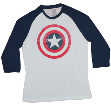 Captain America Ragland Mens T-Shirt - Classic Distressed Logo