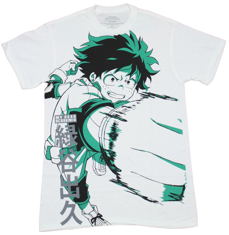 My Hero Academia Mens T-Shirt - Deku  All Over Green Highlight Punch