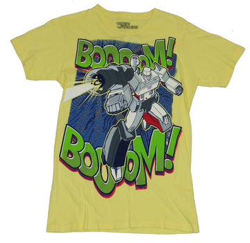 Transformers Mens T-Shirt  - Classic Animated Megatron Boom Boom! on Yellow