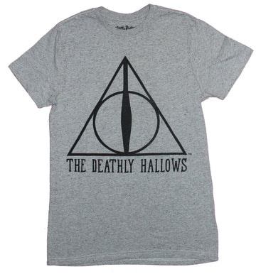 Harry Potter Mens T-Shirt - Deathly Hollows Triangle Logo Over Word Logo