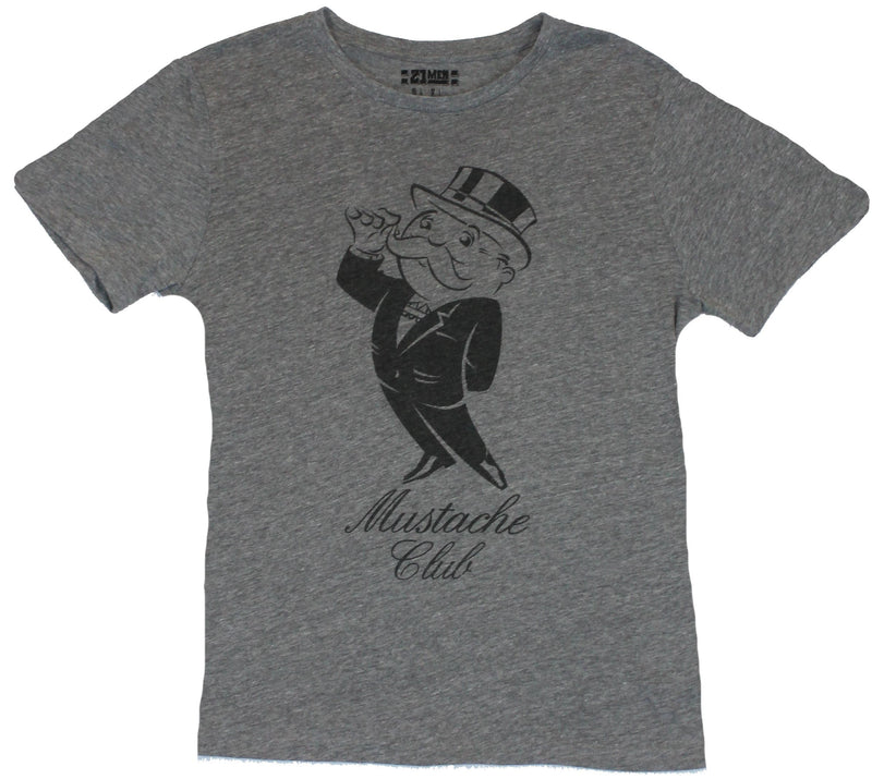 Monopoly Mens T-Shirt - "Mustache Club" Uncle Pennybags Twirling Stache Image
