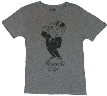 Monopoly Mens T-Shirt - "Mustache Club" Uncle Pennybags Twirling Stache Image