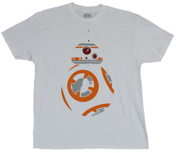 Star Wars Force Awakens Mens T-Shirt - Stylized BB-8 White on White Image