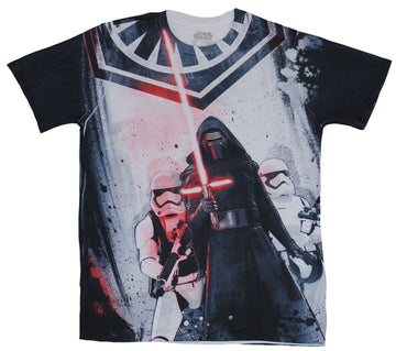 Star Wars Force Awakens Mens T-Shirt - Kylo Ren Sublimation Stormtroopers Allover