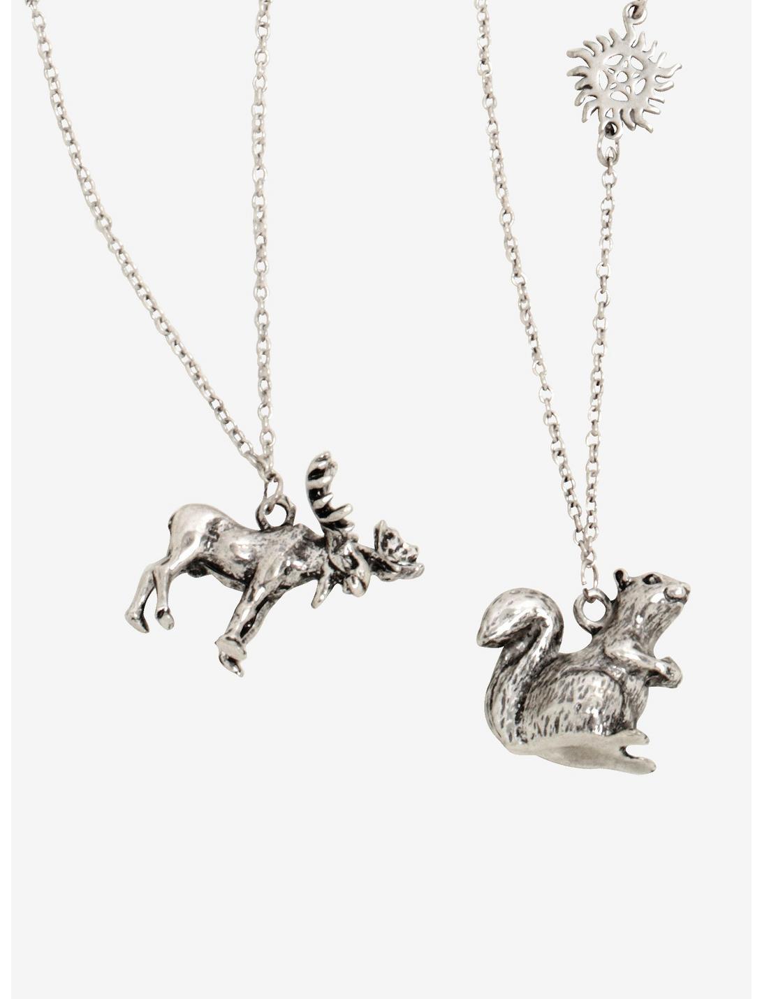 Supernatural Sam & Dean, Moose & Squirrel Best Friend Necklace Set