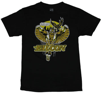 Falcon (Marvel Comics) Mens T-Shirt - in His Own Solo Adventure Yellow Image