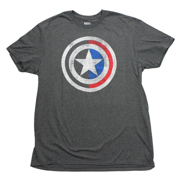 Captain America Mens T-Shirt - Classic Distressed Shield 2 Color Shield