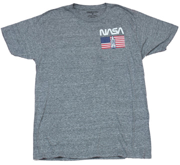 Nasa Mens T-Shirt - Lapel Shuttle Flag Image