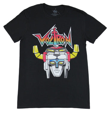 Voltron Mens T-Shirt - Classic Voltron Cartoon Head Under Logo Image