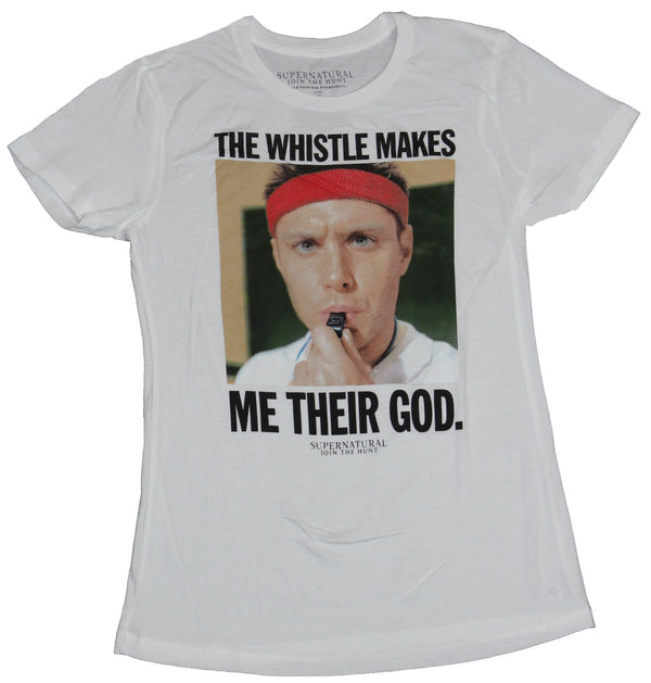 Supernatural Girls Juniors T-Shirt - The Whistle Makes Me their God Image