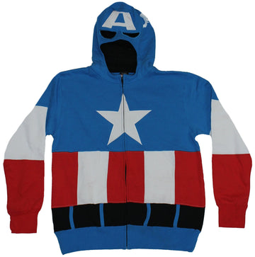 Captain America Mens Hoodie Sweatshirt - Costume Front Lighter Blue Simple