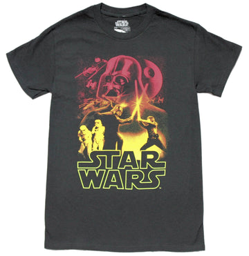 Star Wars Mens T-Shirt -Darth Vader Vs Luke Skywalker Lightsaber Fight