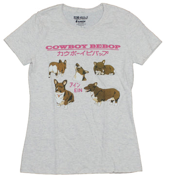 Cowboy Bebop Girls Juniors T-Shirt -  Ein The Many poses of Ein