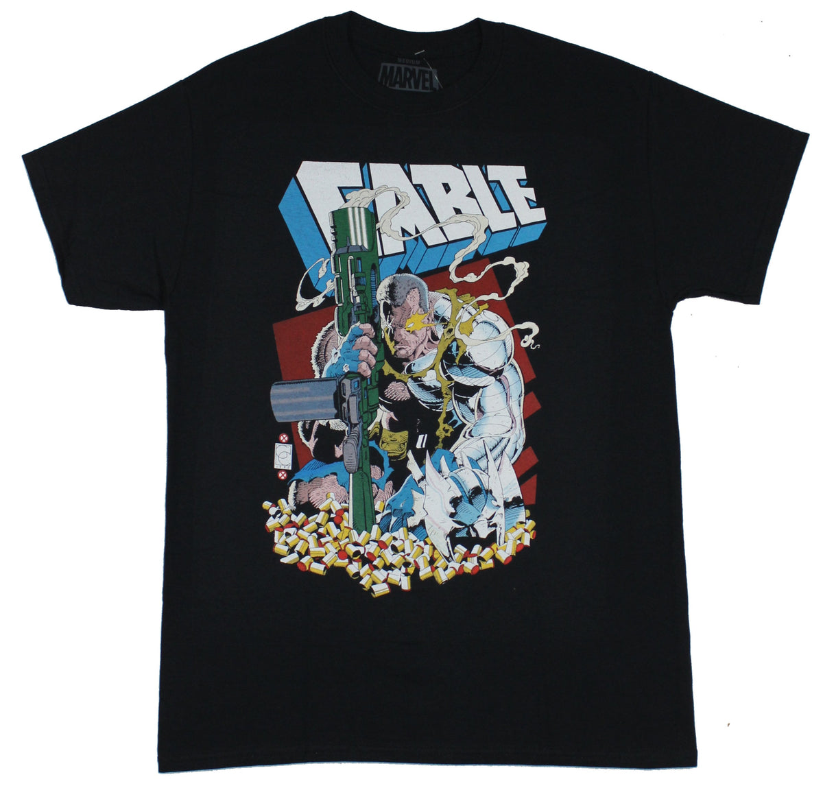 Cable Mens T-Shirt - Posed Battle Ready Under Logo ...
