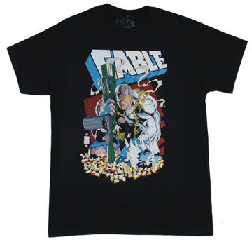 Cable Mens T-Shirt - Posed Battle Ready Under Logo