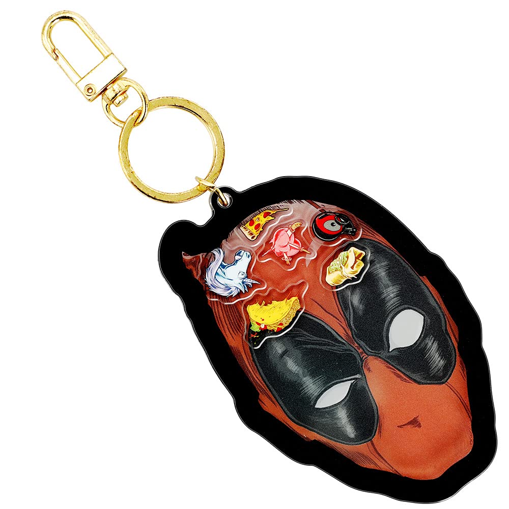 Deadpool Shaker Charm Shiny Gold Keychain