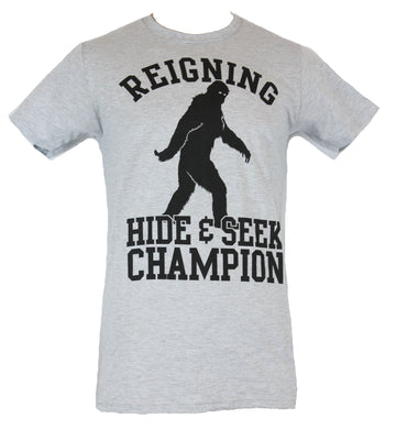 Bigfoot Mens T-Shirt - Reigning Hide and Seek Champion Turned Look Image
