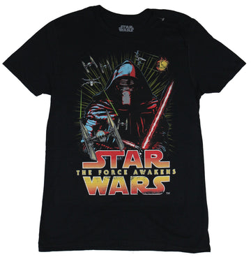 Star Wars Force Awakens  Mens T-Shirt - Kylo Ren Tie Fighter Collage Over Name
