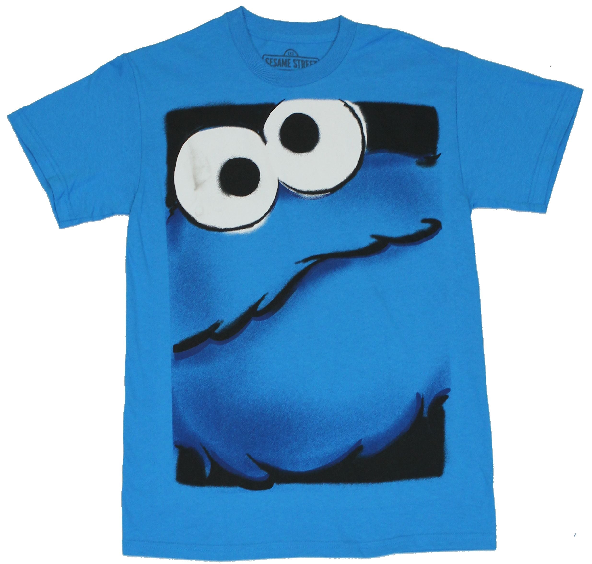 Sesame Street Mens T-Shirt -  Giant Closed Mouth Cookie Monster Box Image