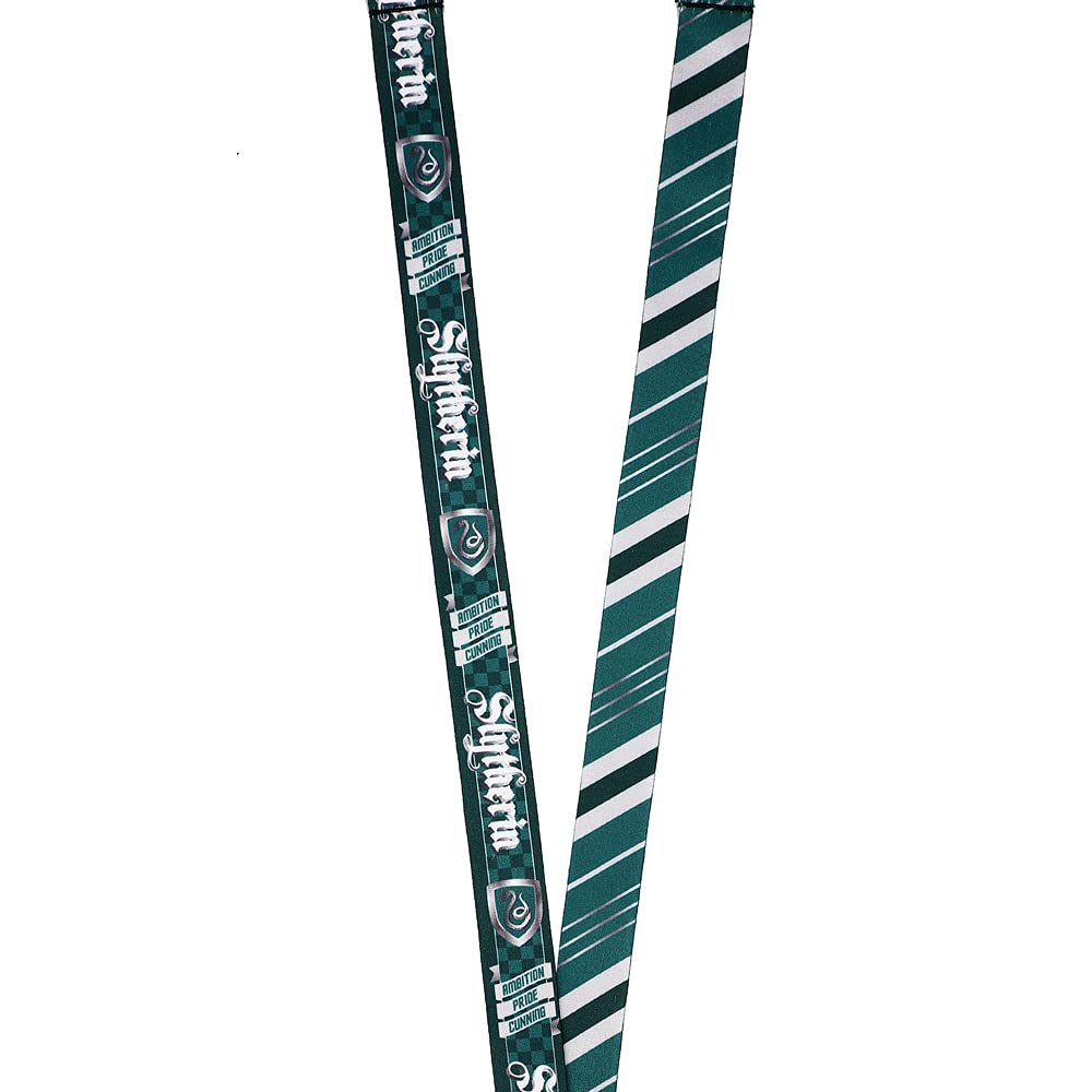 Harry Potter Slytherin Tie Inspired Sublimation Print Metal Charm & Id Holder Lanyard OSFA