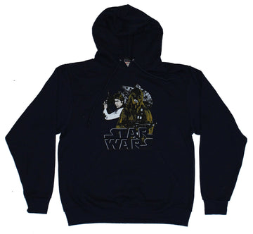 Star Wars Mens Hoodie Sweatshirt - Comics Styled Han Solo & Chewbacca Image