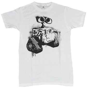 Wall E Pixar Mens T-Shirt  - Wall-E Dripping Black Stenciled Image
