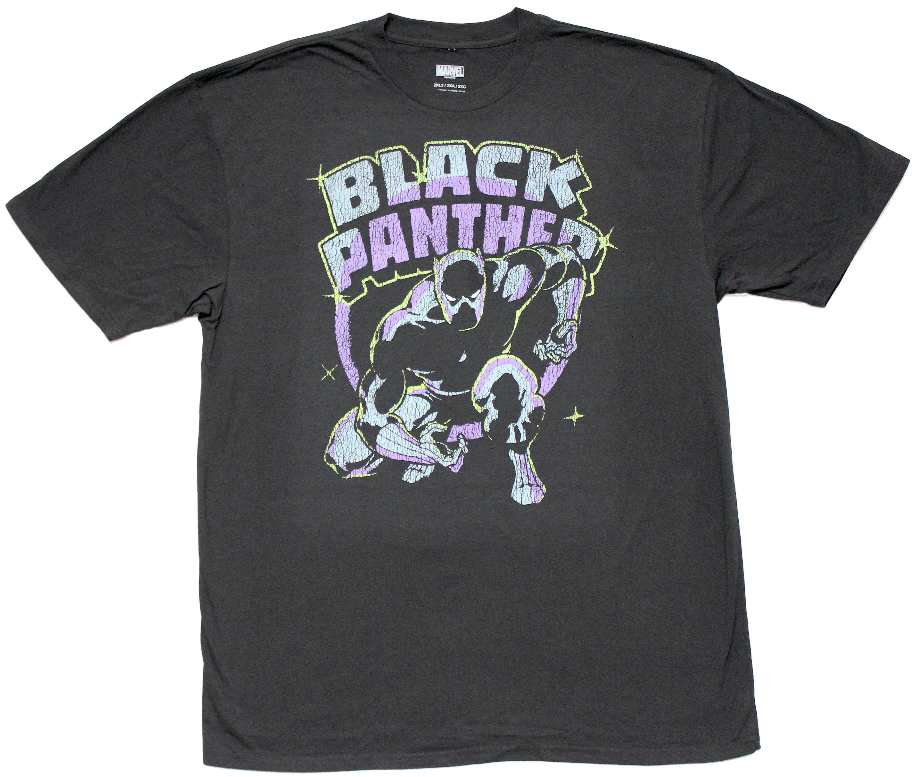 Marvel Mens T-Shirt -Distressed Black Panther