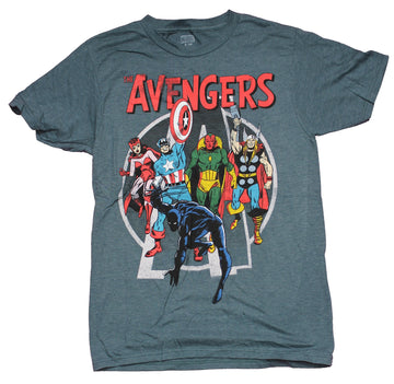 Avengers Mens T-Shirt - Distressed Old School Avengers Team Under Name