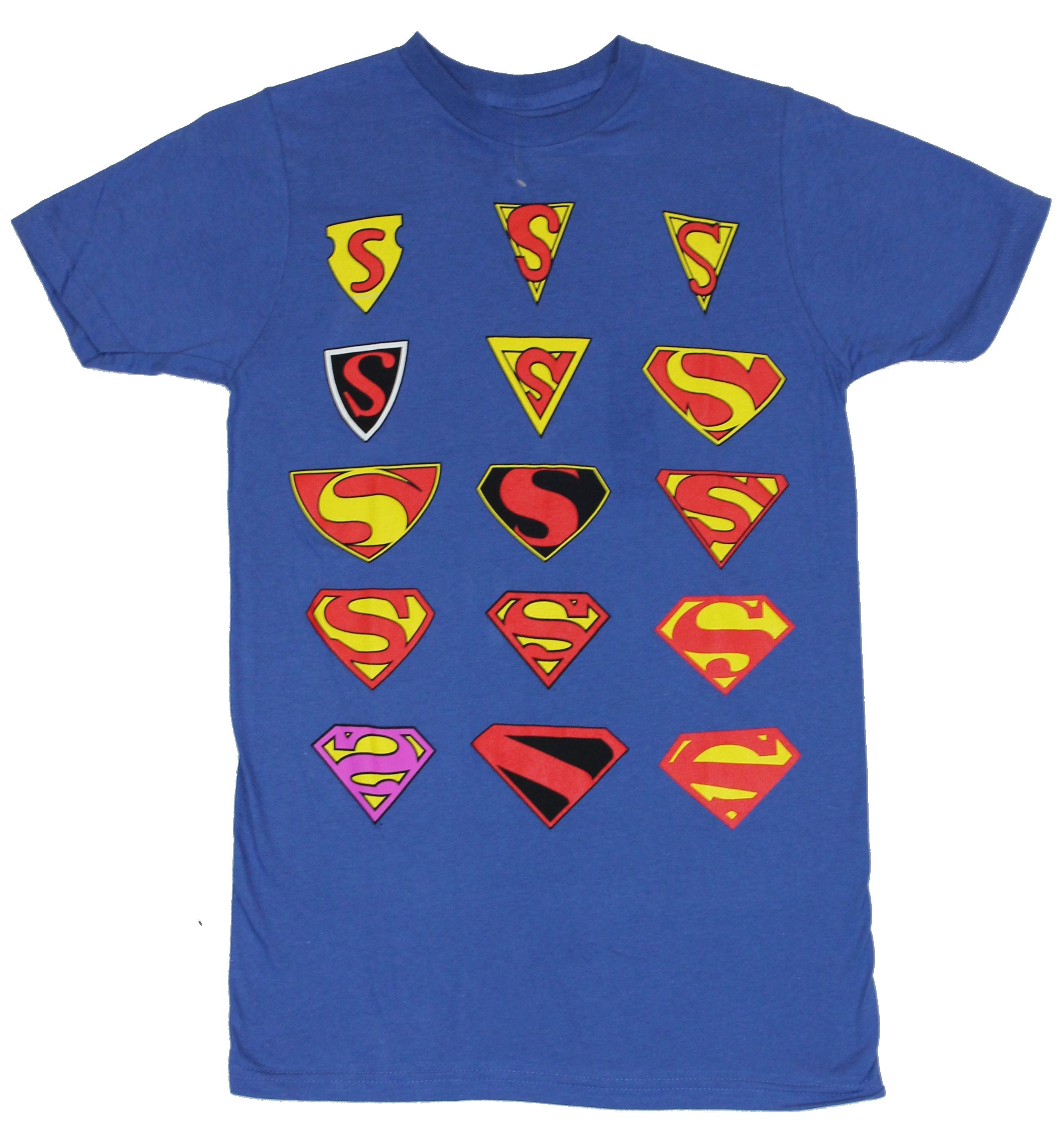 Superman (DC Comics)  Mens T-Shirt - Evolution of the Shield Image Colelction