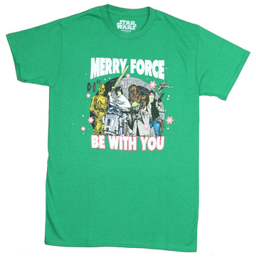 Star Wars Mens T-Shirt - Merry Force Be With You Christmas Cast