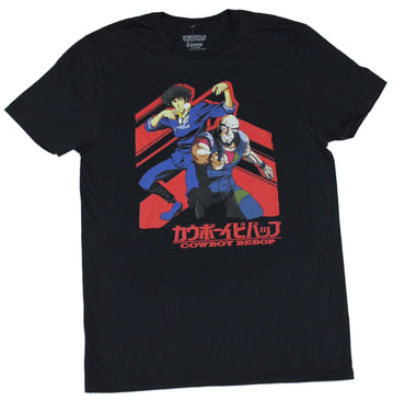 Cowboy Bebop Mens T-Shirt - Spike & Jet In Red Outline
