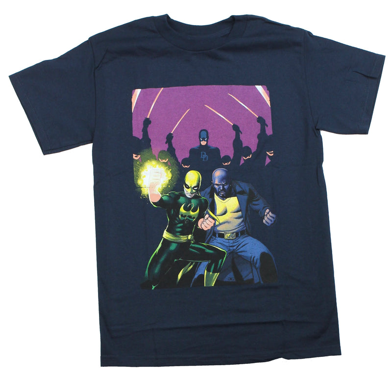 Iron Man & Luke Cage Mens T-Shirt - Defenders with Daredevil Fight The Hand