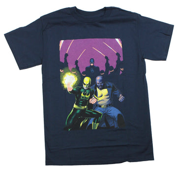 Iron Man & Luke Cage Mens T-Shirt - Defenders with Daredevil Fight The Hand