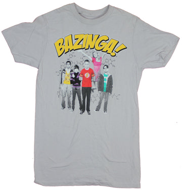 Big Bang Theory Mens T-Shirt  - Colorful Cast Standing Under Bazinga