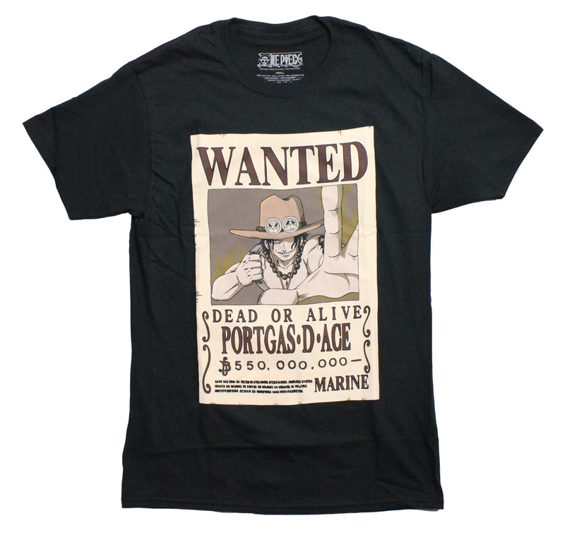 One Piece Mens T-Shirt - Ace Wanted Dead or Alive Poster - Inmyparentsbasement.com