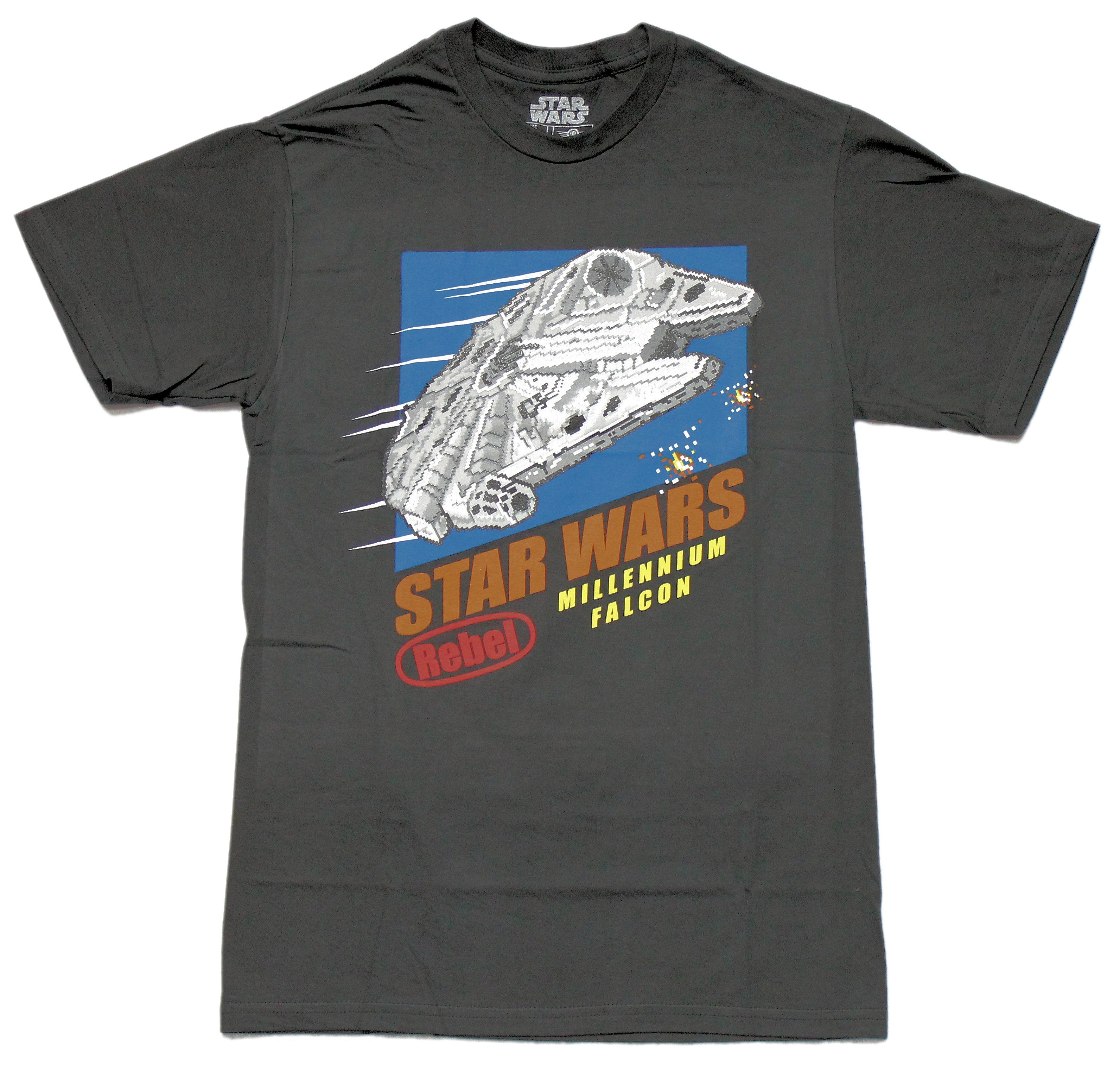 Star Wars Mens T-Shirt - Pixelated Millennium Falcon Rebel Game Cartridge