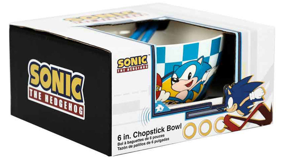 Sonic The Hedgehog Checkered Ceramic 20 oz. Ramen Bowl with Chopsticks
