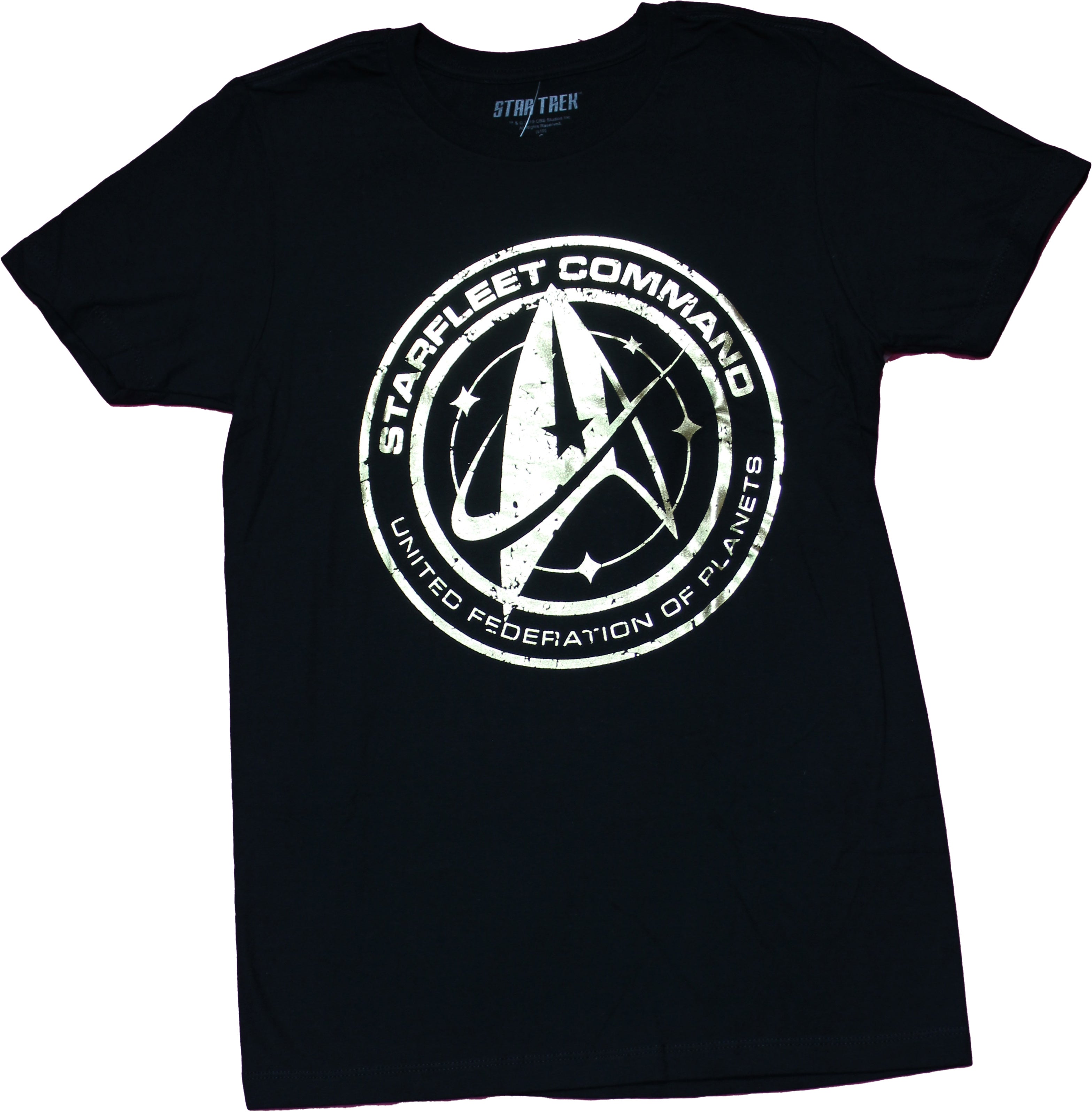 Star Trek Mens T-Shirt - Starfleet Command Golden Foil Logo
