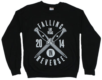 Falling in Reverse Mens Crewneck Sweatshirt - Crossed Knife 2014 Las Vegas Image