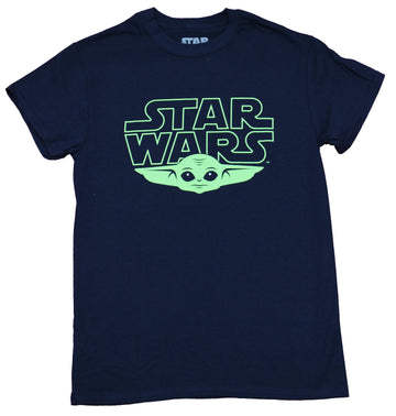 Star Wars The Mandalorian Mens T-Shirt - Grogu Simple Face In Logo