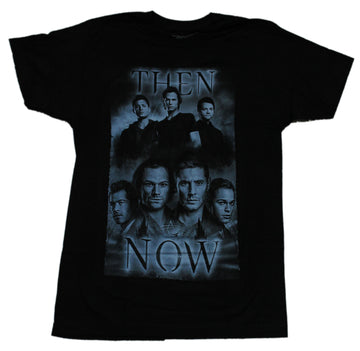Supernatural Mens T-Shirt - Then & Now Blue Tinted Cast Image