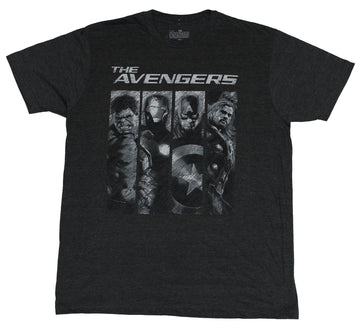 The Avengers (Marvel Comics) Mens T-Shirt - Movie Style Guys Black & White Bars