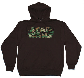 Star Wars Mens Hoodie Sweatshirt - Simple Word Logo Camo Filled Image