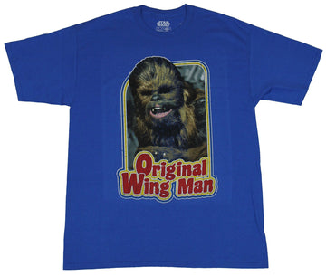 Star Wars Mens T-Shirt - Original Wing Man Chewbacca Over Word Image