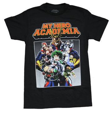 My Hero Academia Mens T-Shirt - Giant Group Under Red yellow Logo