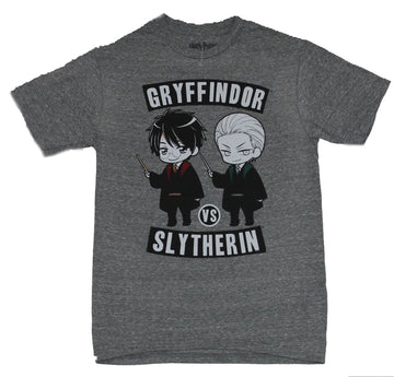 Harry Potter Mens T-Shirt - Cutsie Style Gryffindor vs. Slytherin Cutsie Harry & Malfoy Image