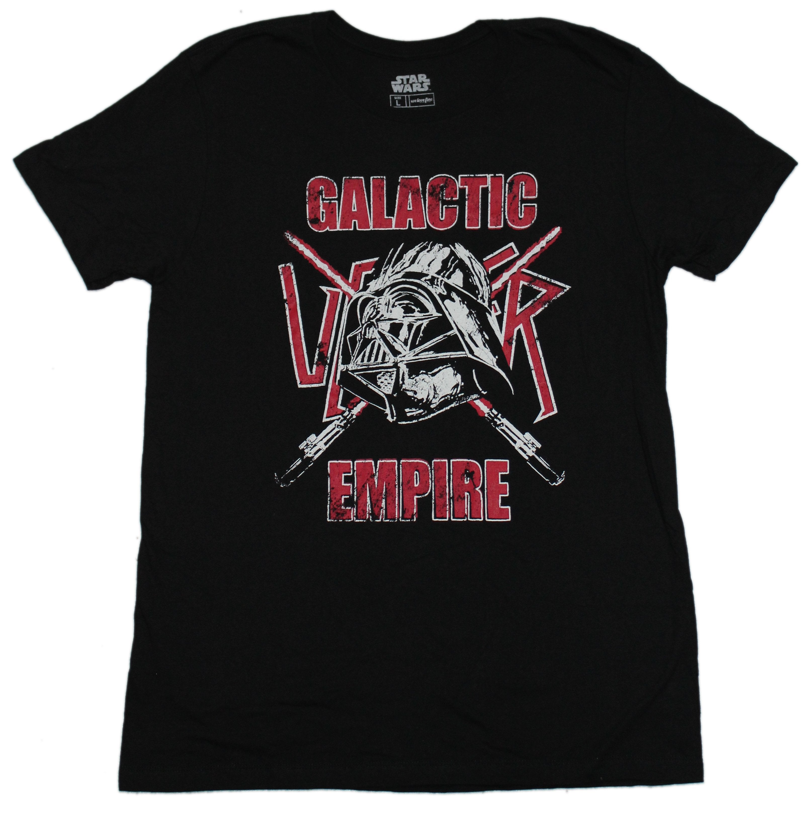 Star Wars Mens T-Shirt - Darth Vader Between Galactic Empire Logo